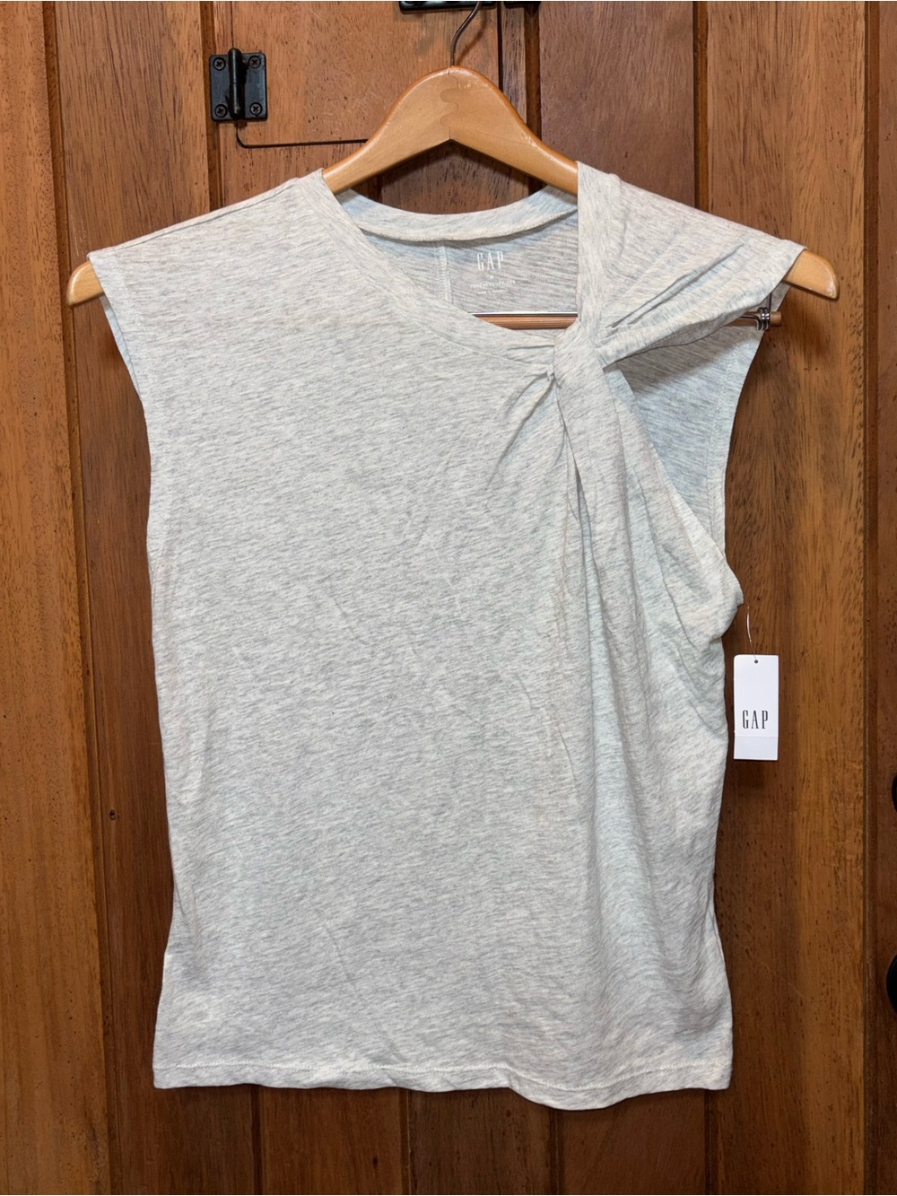 GAP Women’s Light Heather Gray Knot-Shoulder Tank